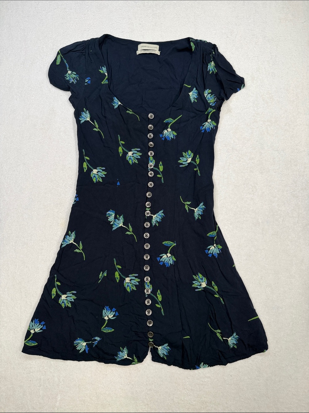 Urban Outfitters Navy Floral Button-Front Sundress